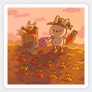 Bunny Carrot Farmer Magnet